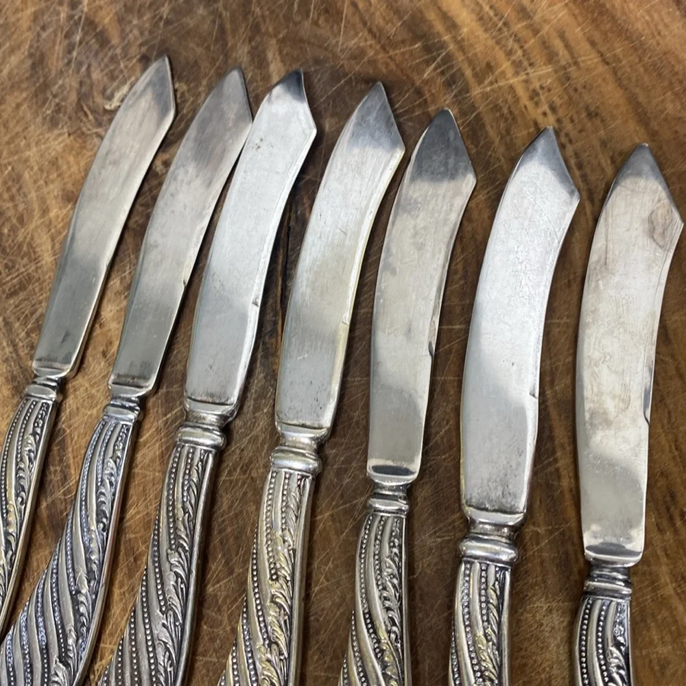 CINDERELLA Flat Handle Fruit Knives 1885 Silverplate Butter Knife